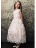 Cap Sleeves Lace Tulle Tea Length Flower Girl Dress
